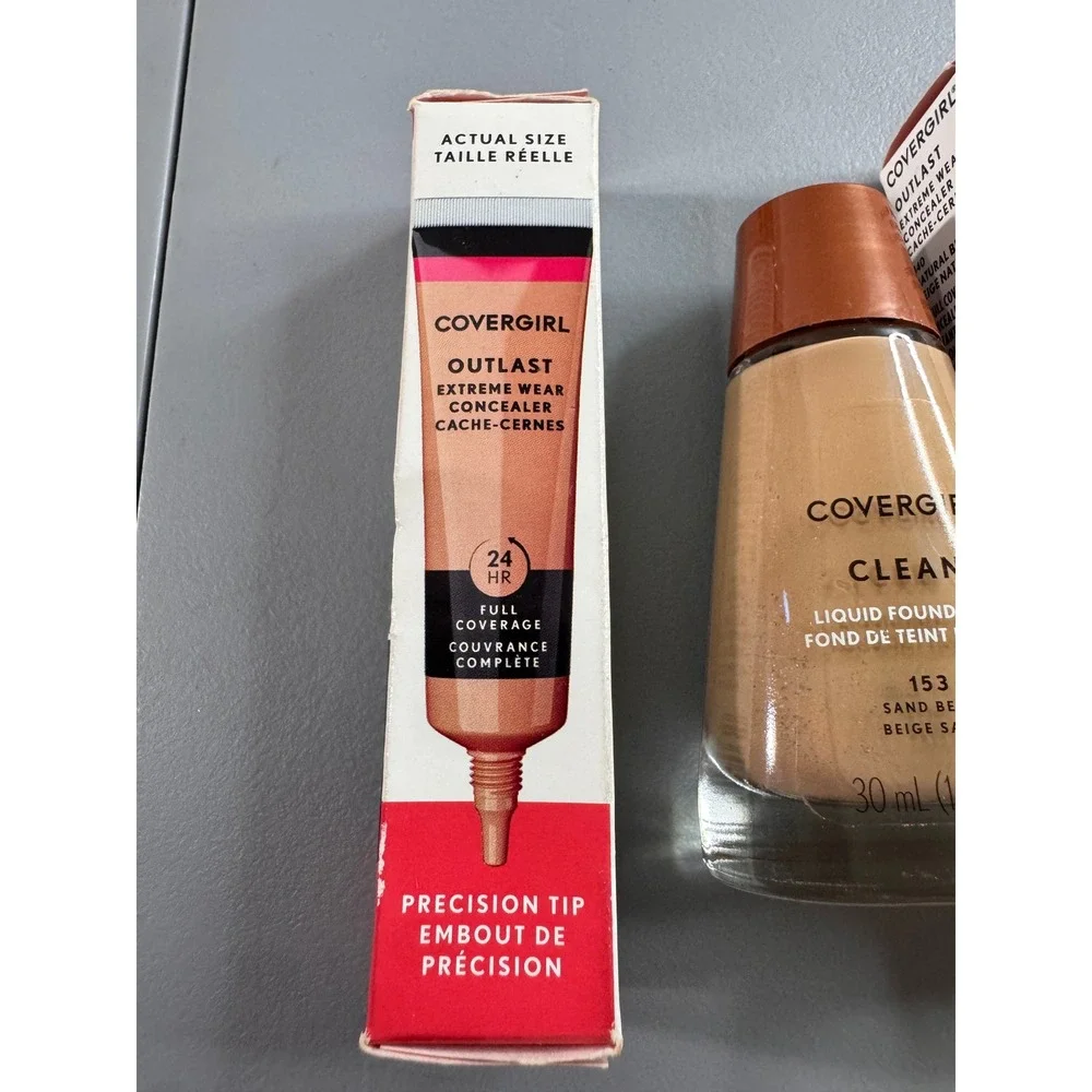 Covergirl Outlast Concealer & Clean Foundation Women Beige Set Good 3pc Lot